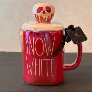 Rae Dunn Disney SNOW WHITE Ceramic Luster Mug Poison Apple Topper BRAND NEW!!